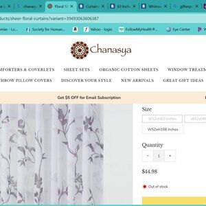 Chanasya Sheer Floral Curtains - Aubergine  63" length
